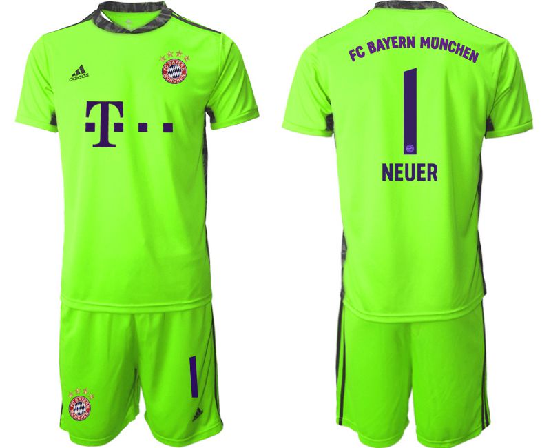 Men 2020-2021 club Bayern Munich fluorescent green goalkeeper #1 Soccer Jerseys->->Soccer Club Jersey